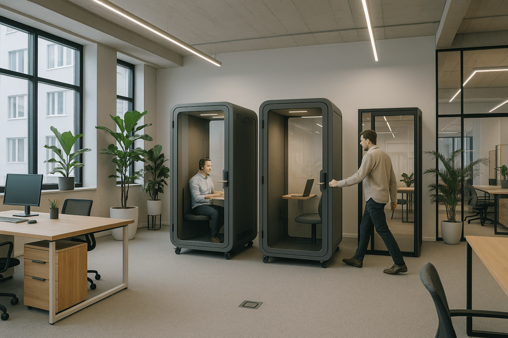 Hoe integreer je geluidsdichte cabines esthetisch en praktisch in een bestaand kantoorinterieur zonder grote&nbsp;verbouwing?