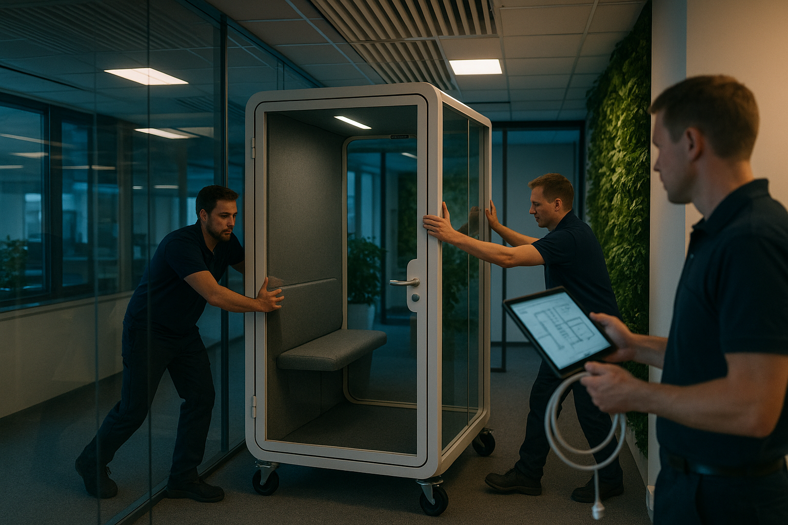 Esthetische integratie geluidscabine kantoor