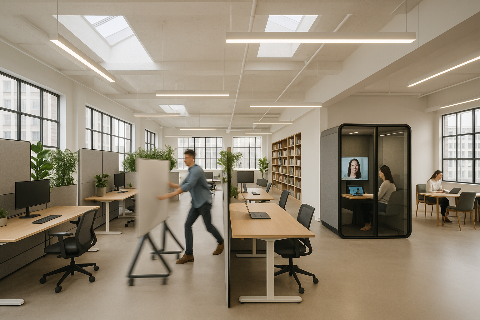 Flexibel kantoor met hybride werkplekken