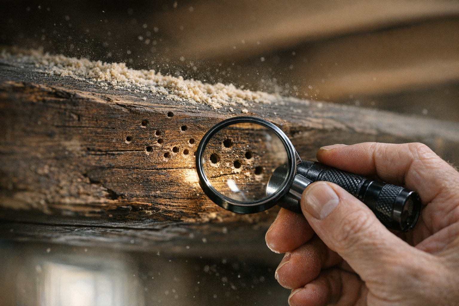 Houtworm herkennen in houten balken