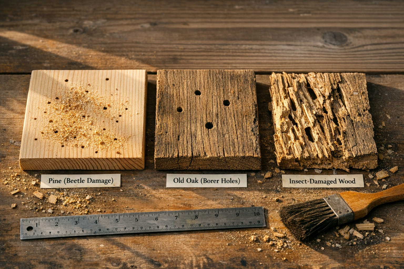 Verschil houtworm en andere insectenschade