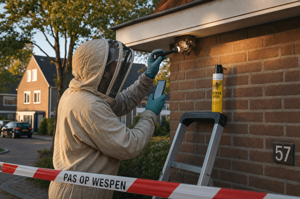 Hoe verwijder je een wespennest veilig uit de spouwmuur of onder de dakrand, en wanneer is het beter om een professional in te schakelen?