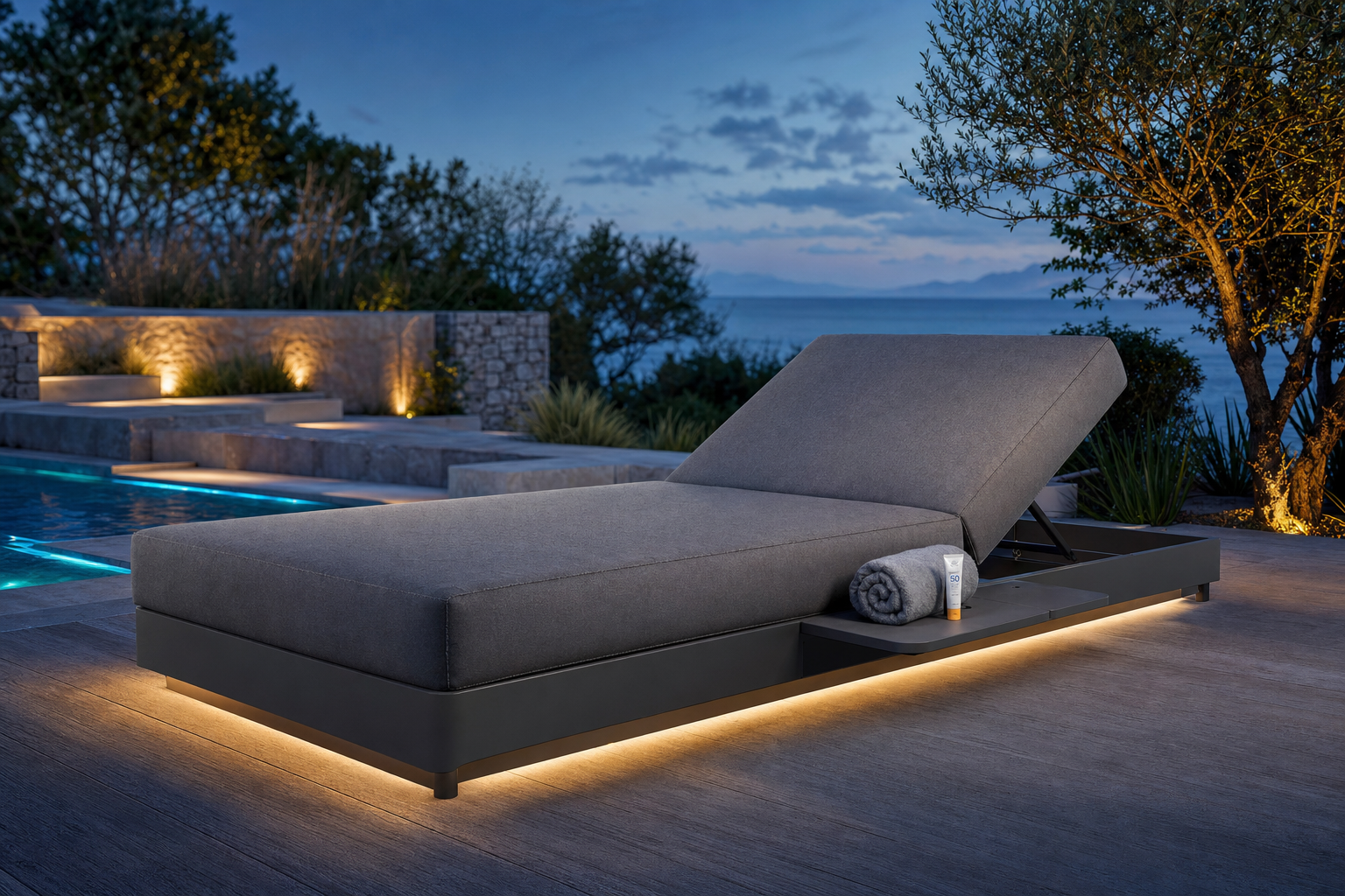 Weerbestendig loungebed op terras