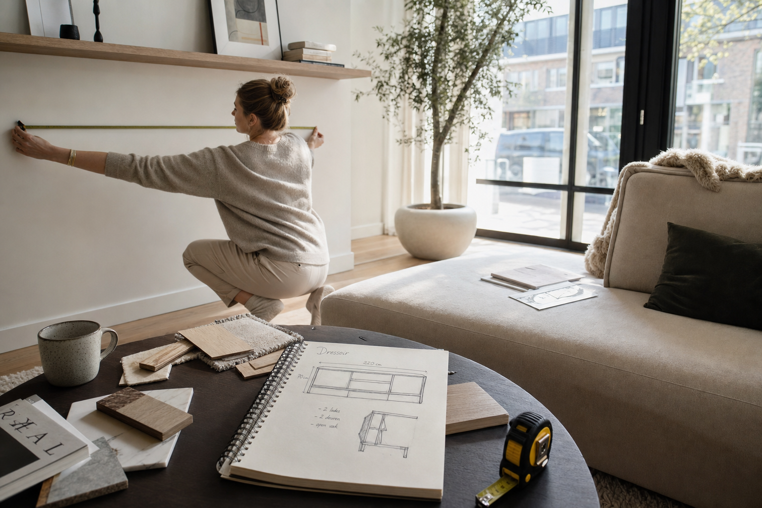 Maatwerk dressoir in moderne woonkamer
