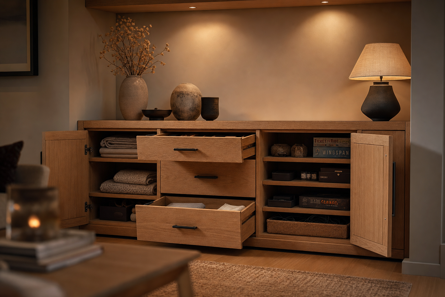 Indeling en opbergruimte dressoir planning