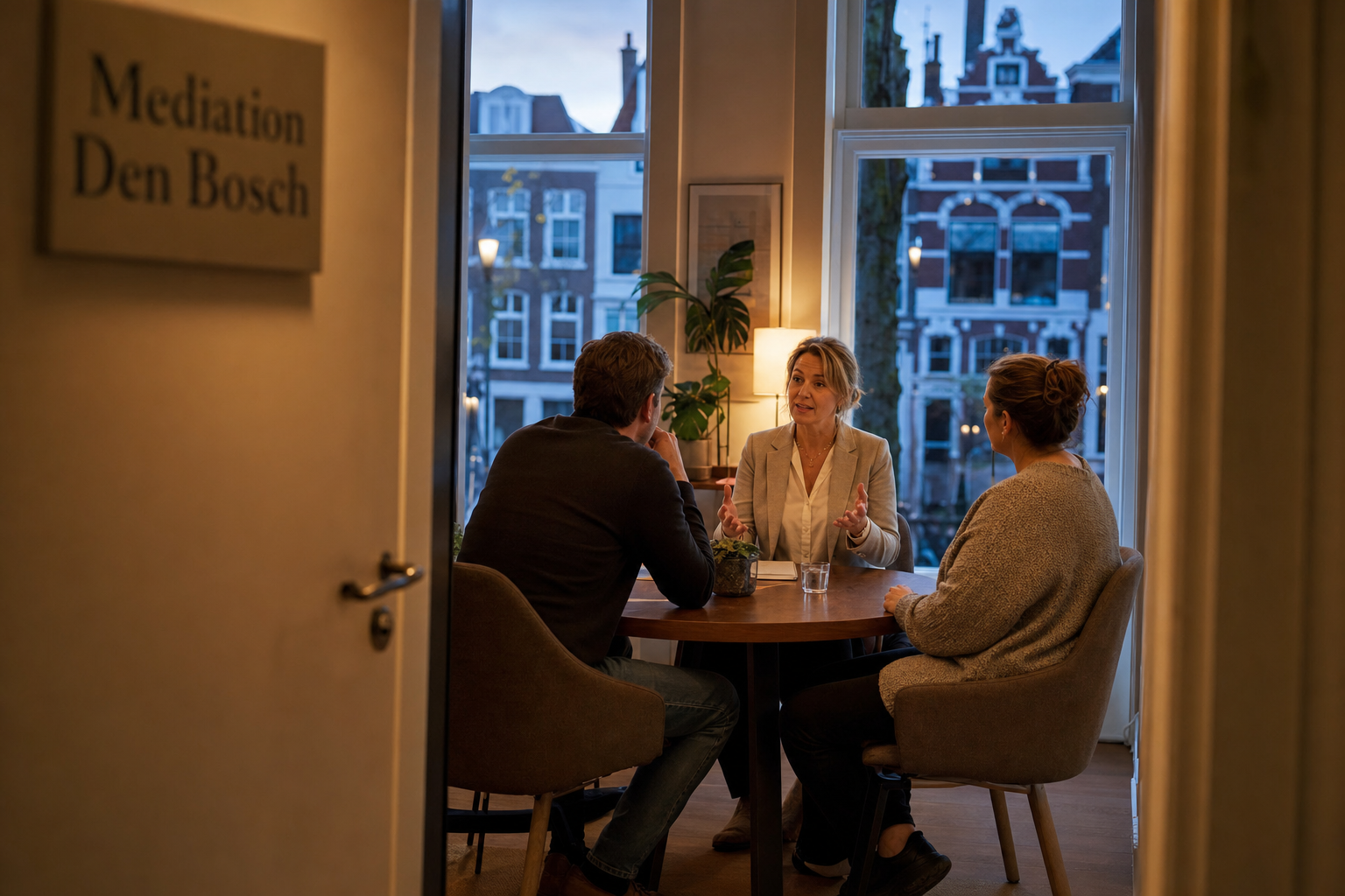 Mediator begeleidt online sessie