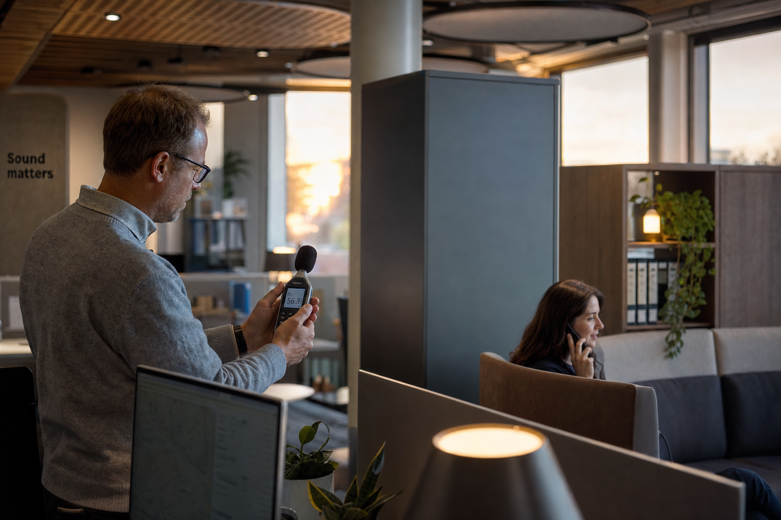 Akoestische panelen en absorptie in werkplek